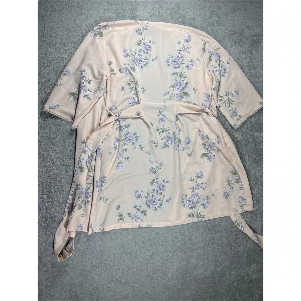 Jones New York Peach Floral Design Robe Size L/XL